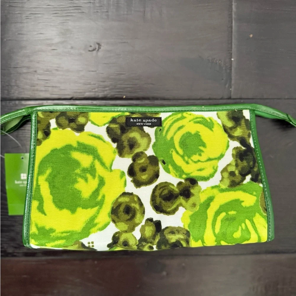 Kate Spade Green Floral Clutch/Zipper Bag - Picture 1 of 5